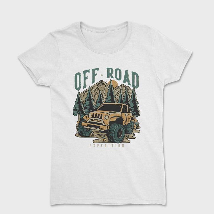 Tricou Femei, Off Road Expedition With Off Road Car in the Middle of Mountain