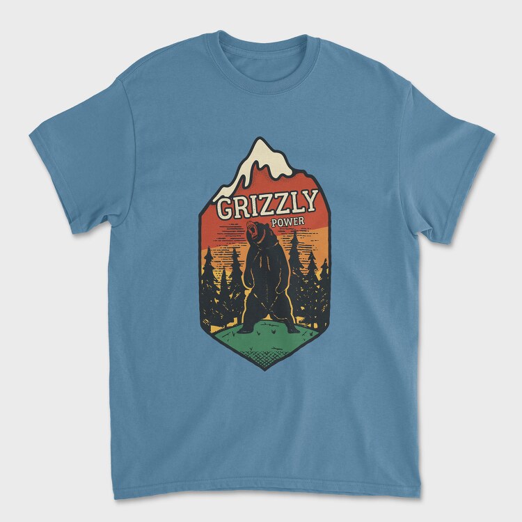 Tricou Barbati (Unisex), Retro Grizzly Power