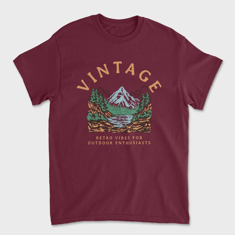 Tricou Barbati (Unisex), Retro Vibes for Outdoor Enthusiasts