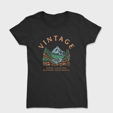 Retro Vibes for Outdoor Enthusiasts, Tricou Femei