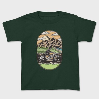 Skeleton Biker Landscape, Tricou Copii