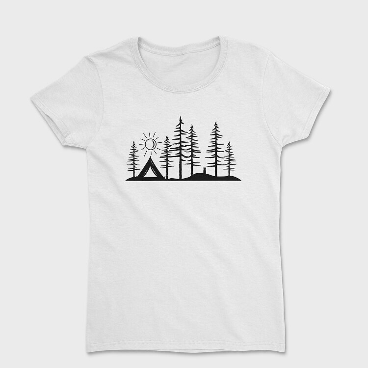 Stylized Camping Scene, Tricou Femei