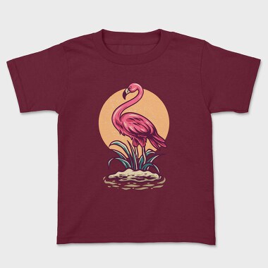 Summer Flamingo Retro Illustration, Tricou Copii