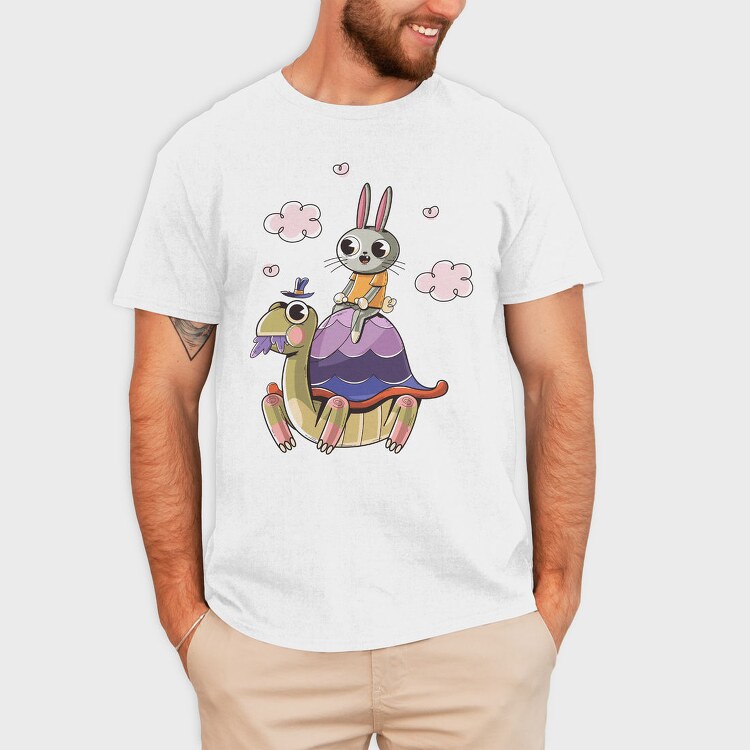 Rabbit On Turtle, Tricou Barbati (Unisex)