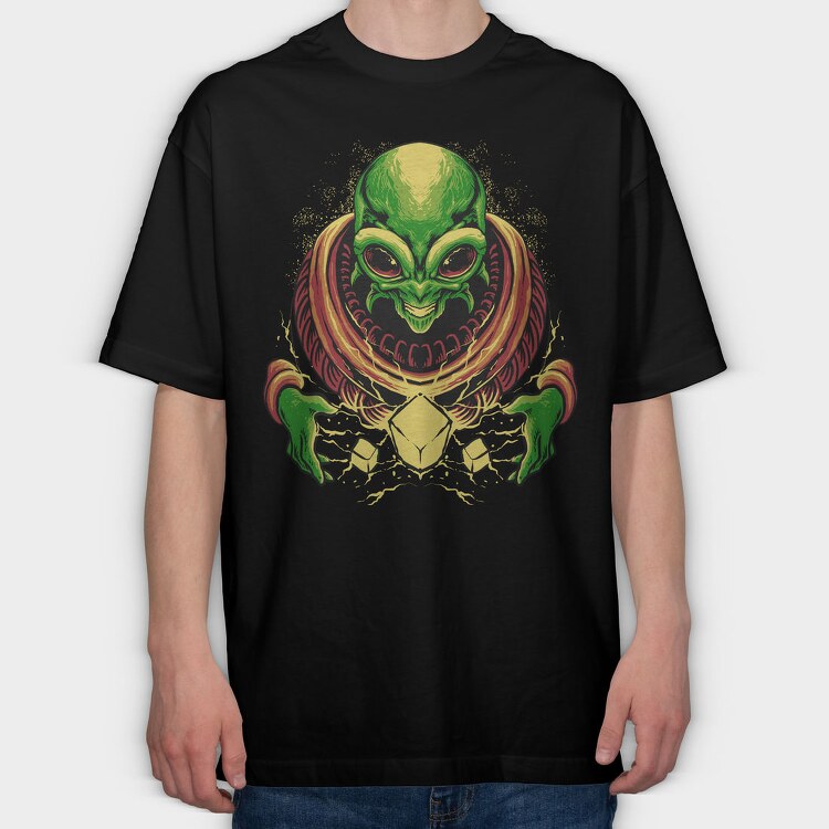 Alien Grin, Tricou Oversize Barbati (Unisex)