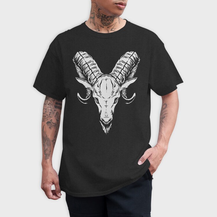 Ram Skull Horns, Tricou Barbati (Unisex)