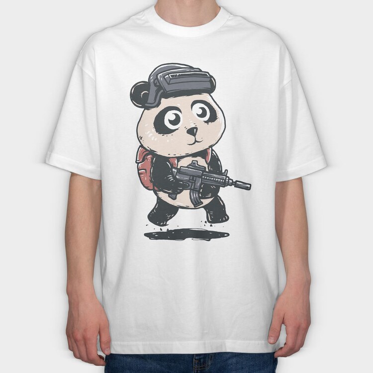Panda Soldier, Tricou Oversize Barbati (Unisex)