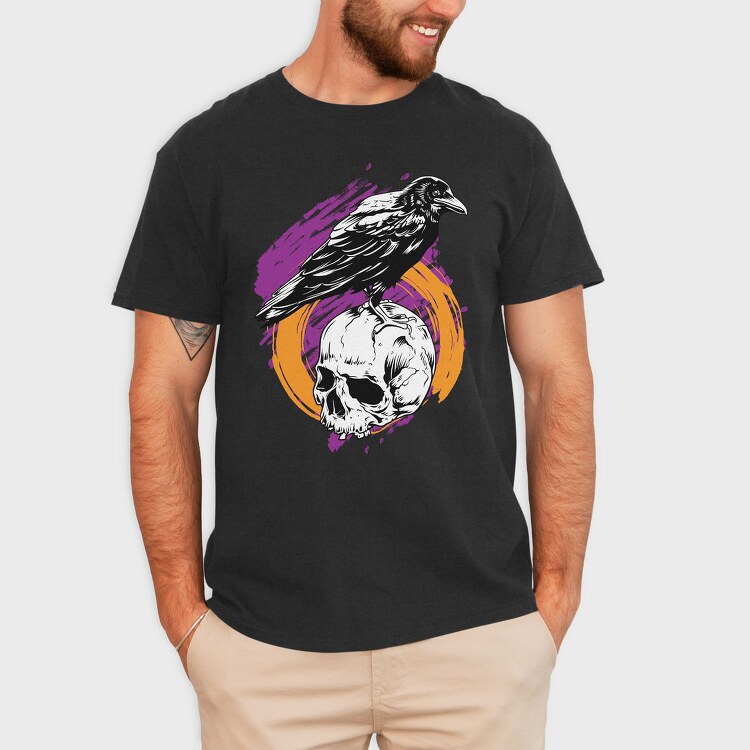 Raven Skull Strike 1, Tricou Barbati (Unisex)