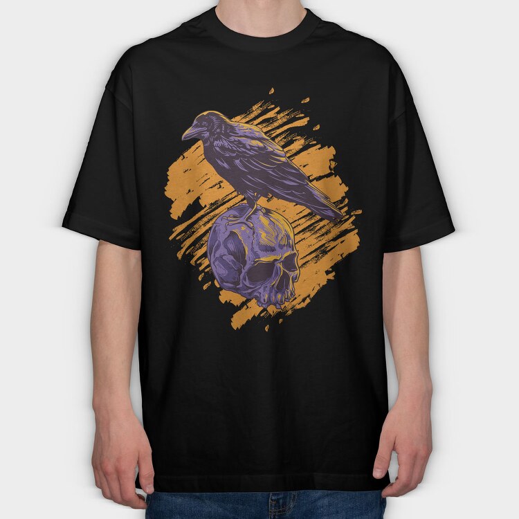 Raven Skull Strike, Tricou Oversize Barbati (Unisex)