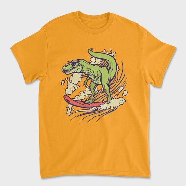 Tricou Barbati (Unisex), Dinosaur Surfing