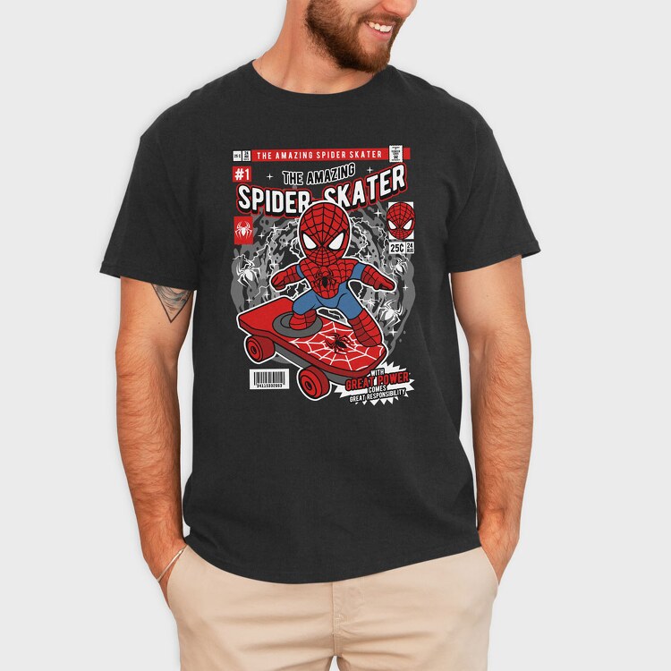 Spiderman Skateboard, Tricou Barbati (Unisex)