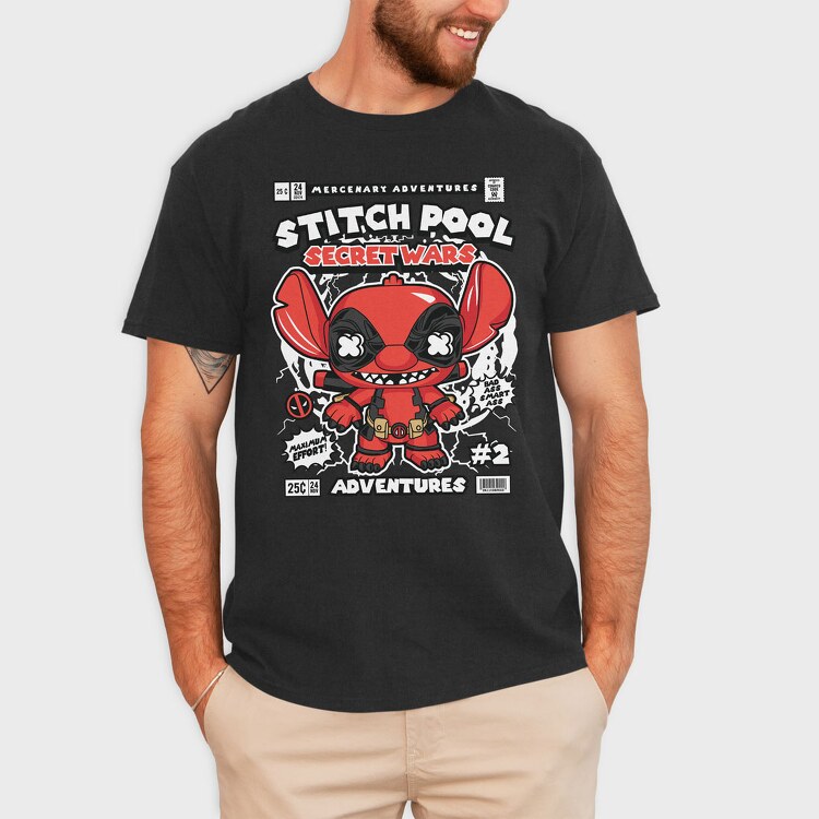Stitch Pool, Tricou Barbati (Unisex)