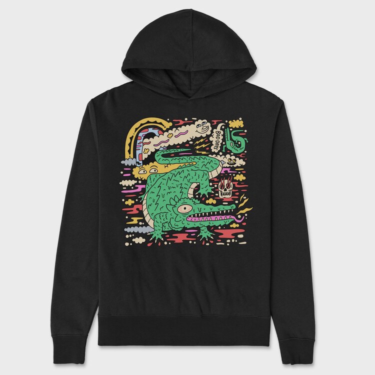 Psychedelic Crocodile, Hanorac Oversize Barbati (Unisex)