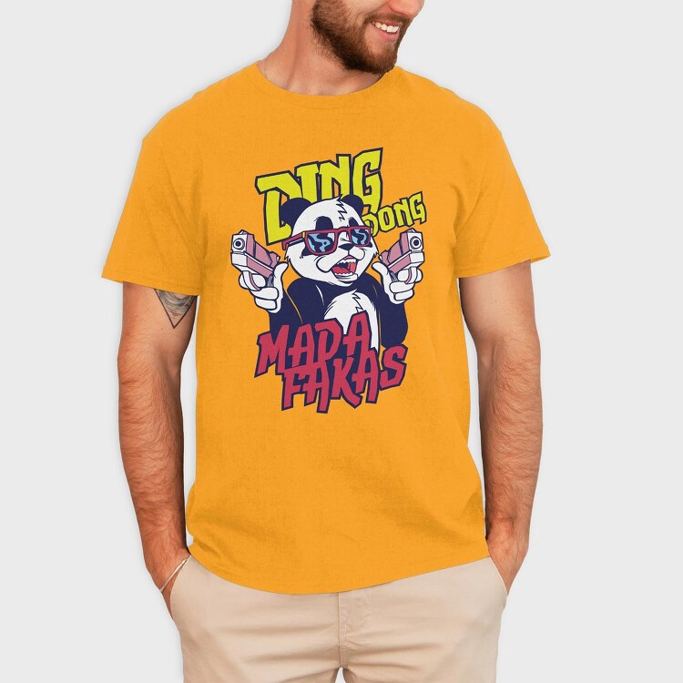 Ding Dong Panda T Shirt, Tricou Barbati (Unisex)