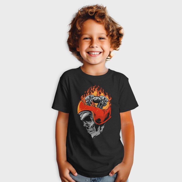 Motorcycle Skull Fire, Tricou Copii