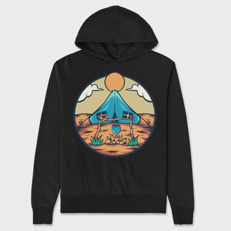 Camping Illustration, Hanorac Oversize Barbati (Unisex)