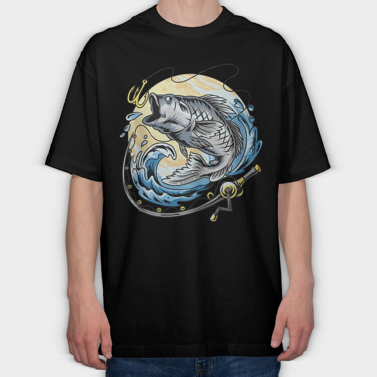 Fishing Moon Catch, Tricou Oversize Barbati (Unisex)