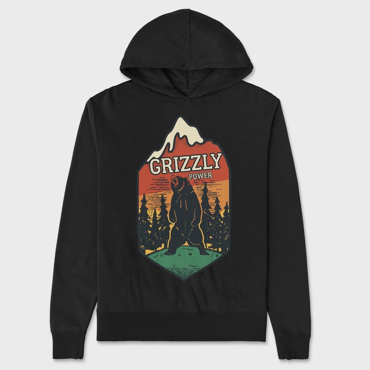 Hanorac Barbati (Unisex), Retro Grizzly Power