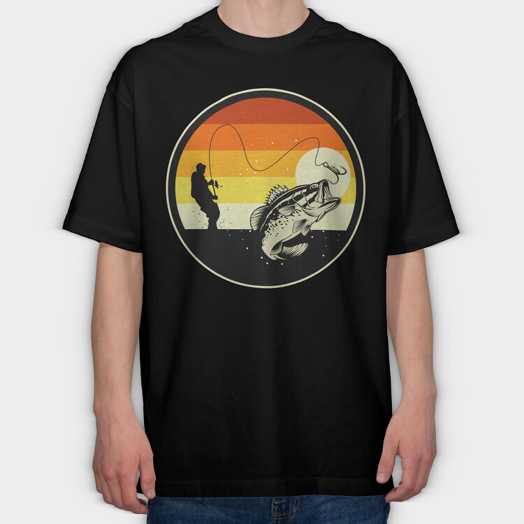 Fishing Sunset, Tricou Oversize Barbati (Unisex)