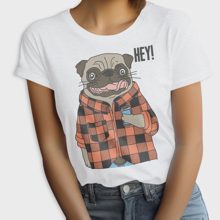 Pug Hey Plaid, Tricou Femei