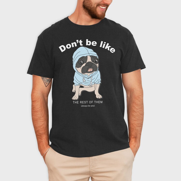 Pug In Blue Hoodie, Tricou Barbati (Unisex)