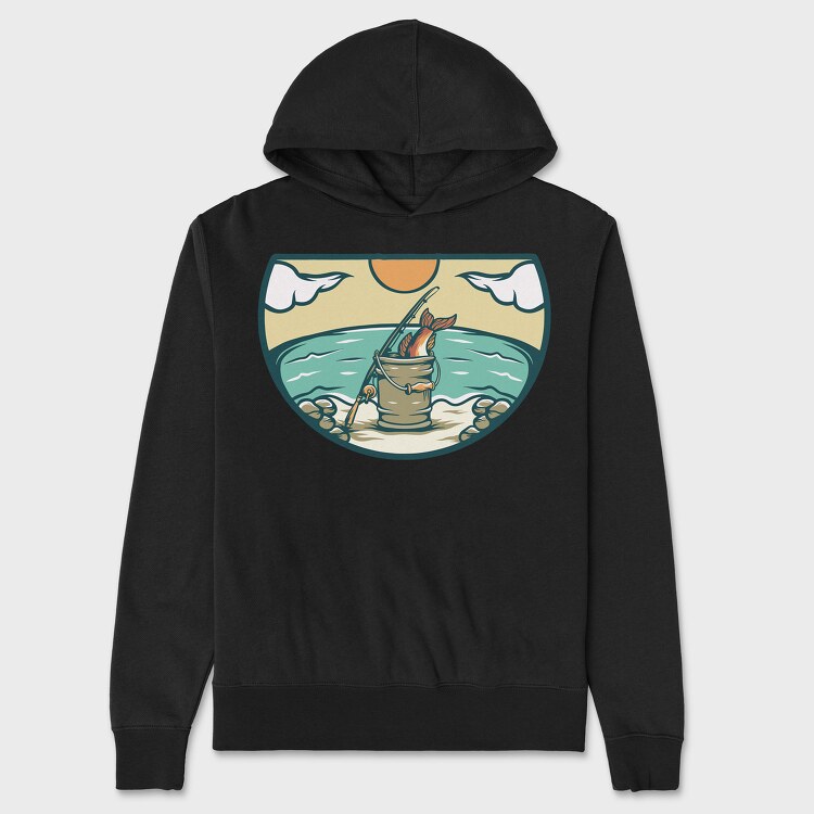 Bass Fishing Illustration 3, Hanorac Oversize Barbati (Unisex)