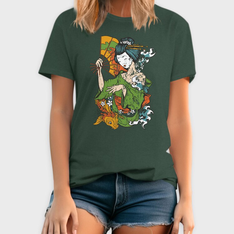 Geisha Koi Fan, Tricou Barbati (Unisex)