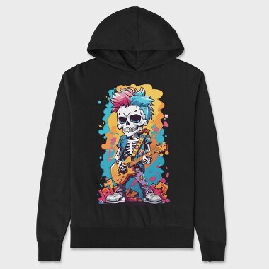 Colorful Guitarist Skeleton, Hanorac Oversize Barbati (Unisex)