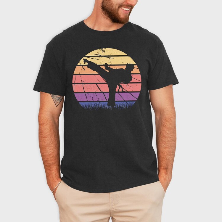 Martial Arts Retro Sunset, Tricou Barbati (Unisex)