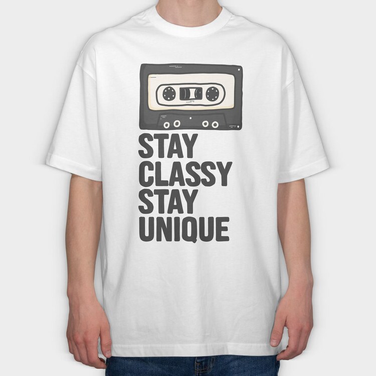 Stay Classy Tape, Tricou Oversize Barbati (Unisex)