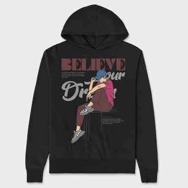 Believe Your Dream, Hanorac Oversize Barbati (Unisex)