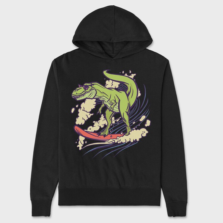 Dinosaur Surfing, Hanorac Oversize Barbati (Unisex)