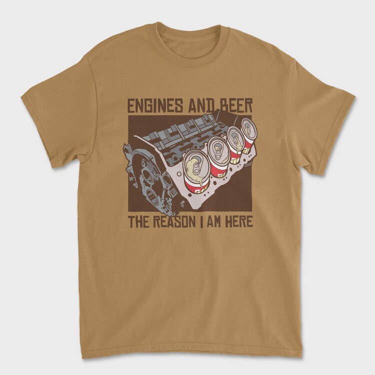 Engine and Beer, Tricou Barbati (Unisex)