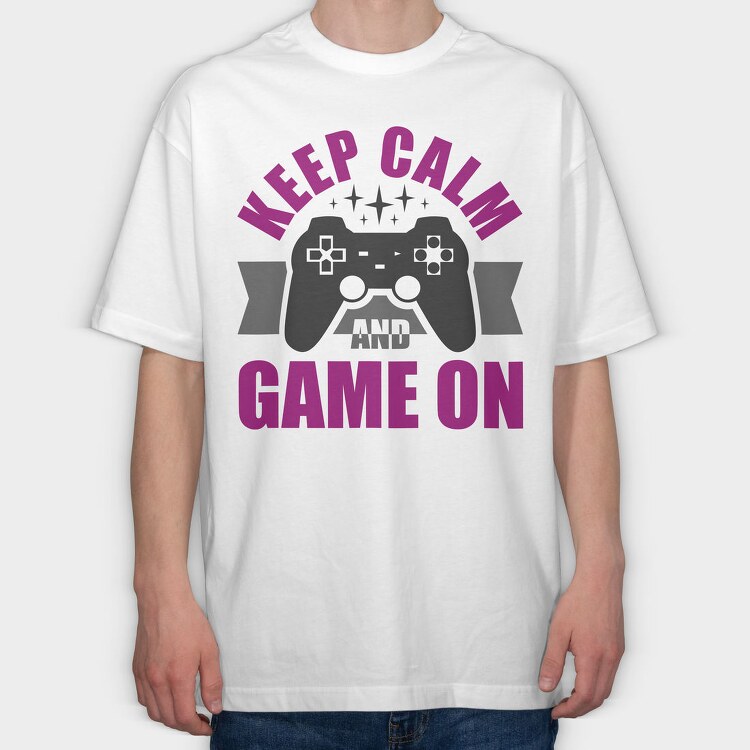 Keep Calm Game On, Tricou Oversize Barbati (Unisex)