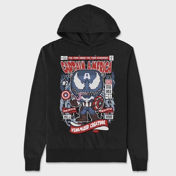 Venom Captain America, Hanorac Oversize Barbati (Unisex)