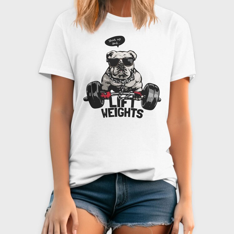 Bulldog Weight Lifter, Tricou Barbati (Unisex)