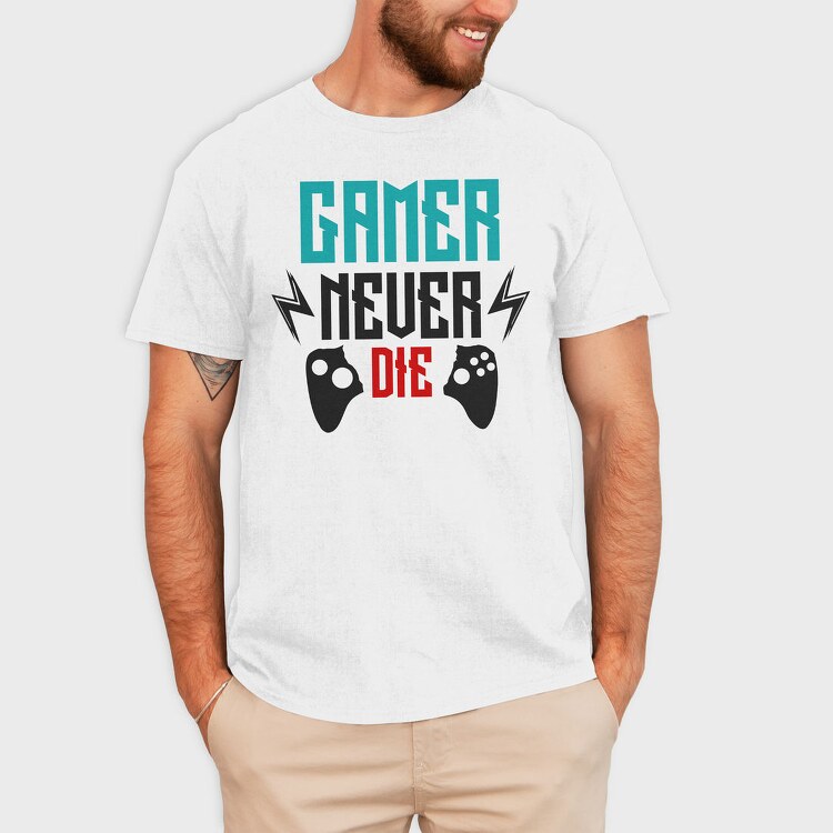 Gamer Never Die, Tricou Barbati (Unisex)