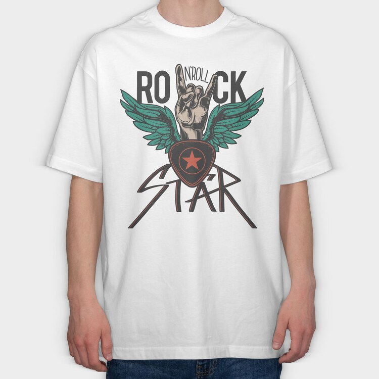 Rockstar Wings, Tricou Oversize Barbati (Unisex)