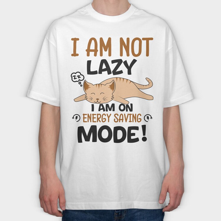 Lazy Cat Energy Saver, Tricou Oversize Barbati (Unisex)