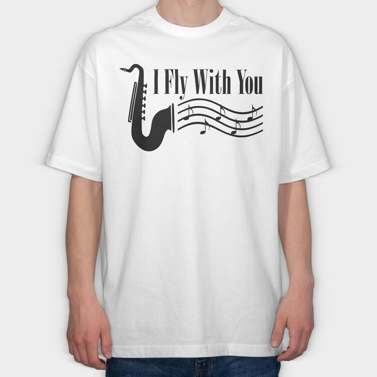 Saxophone Flight With You, Tricou Oversize Barbati (Unisex)