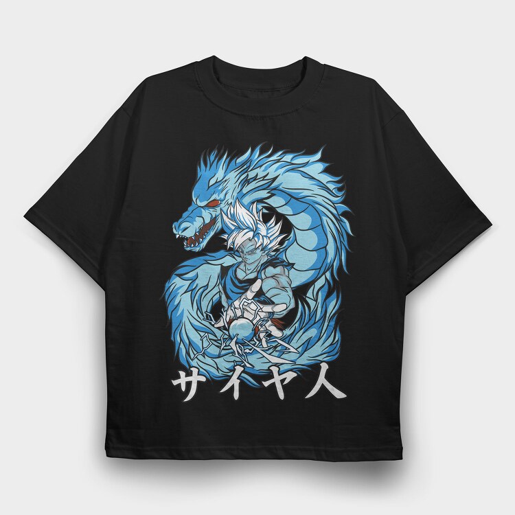 Blue Dragon Saiyan, Tricou Oversize Barbati (Unisex)