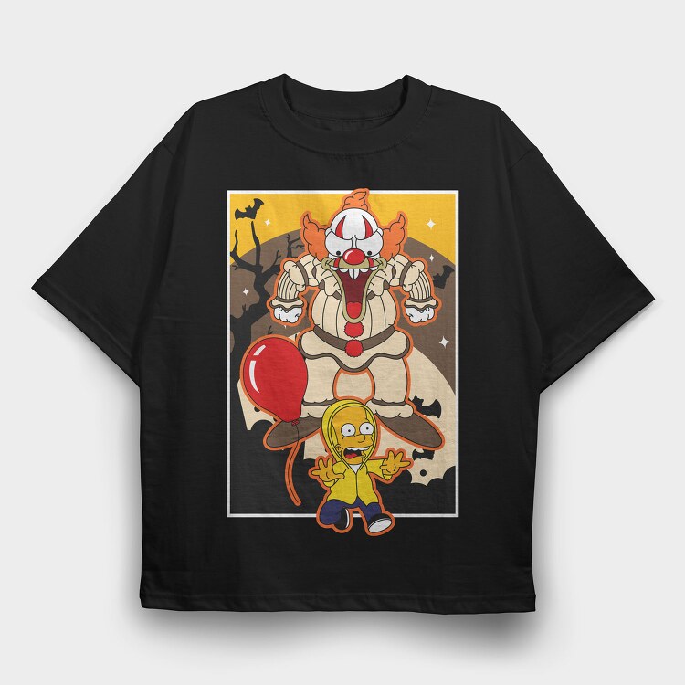 Clown Simpson Horror, Tricou Oversize Barbati (Unisex)