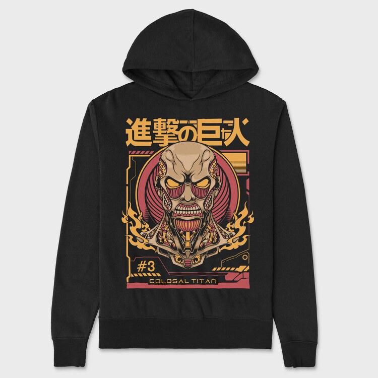 Colossal Titan Face, Hanorac Oversize Barbati (Unisex)
