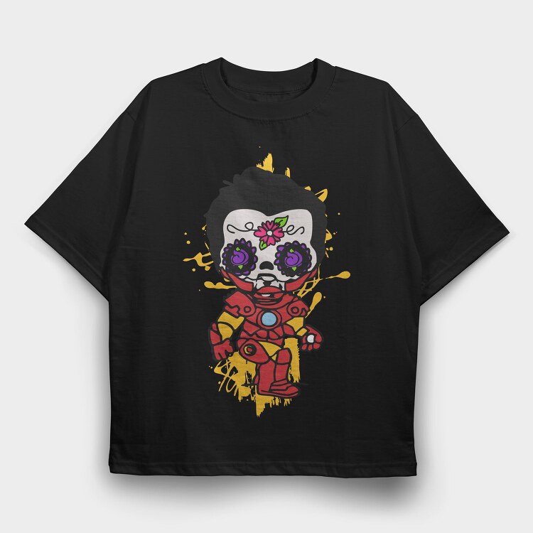 Dia De Los Muertos Ironman, Tricou Oversize Barbati (Unisex)