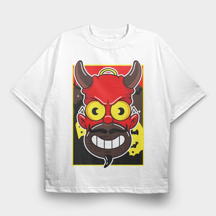 Halloween Devil Grin, Tricou Oversize Barbati (Unisex)