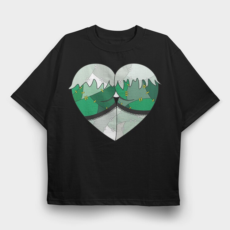 Heart Mountain Split, Tricou Oversize Barbati (Unisex)