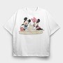Mickey Minnie Sandcastle, Tricou Oversize Barbati (Unisex)
