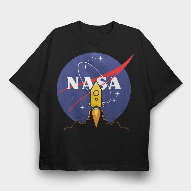 Nasa Rocket Blastoff, Tricou Oversize Barbati (Unisex)