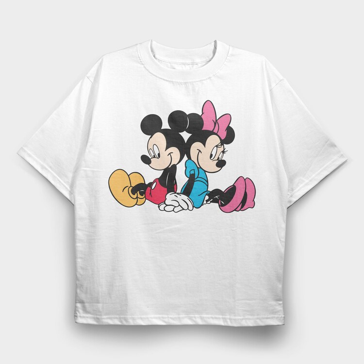 Mickey Minnie Hug, Tricou Oversize Barbati (Unisex)