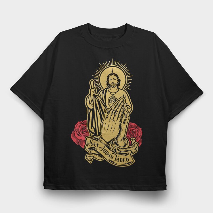 Saint Jude Prayer, Tricou Oversize Barbati (Unisex)